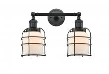 Innovations Lighting 208-BK-G51-CE - Bell Cage - 2 Light - 16 inch - Matte Black - Bath Vanity Light