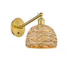 Innovations Lighting 317-1W-SG-RBD-8-NAT - Woven Rattan - 1 Light - 8 inch - Satin Gold - Adjustable Sconce