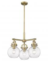 Innovations Lighting 410-3CR-BB-G410-7SDY - Newton Sphere - 3 Light - 21 inch - Brushed Brass - Pendant