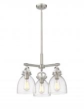 Innovations Lighting 410-3CR-SN-G412-7SDY - Newton Bell - 3 Light - 21 inch - Satin Nickel - Pendant