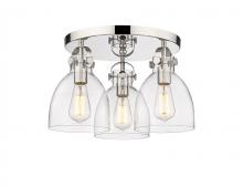 Innovations Lighting 410-3F-PN-G412-7CL - Newton Bell - 3 Light - 18 inch - Polished Nickel - Semi-Flush Mount