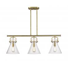 Innovations Lighting 410-3I-BB-G411-10CL - Newton Cone - 3 Light - 42 inch - Brushed Brass - Island Light