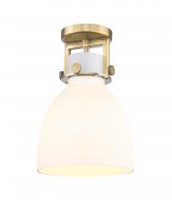 Innovations Lighting 411-1F-BB-G412-8WH - Newton Bell - 1 Light - 8 inch - Brushed Brass - Flush Mount