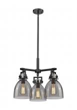 Innovations Lighting 411-3CR-BK-G412-7SM - Newton Bell - 3 Light - 21 inch - Matte Black - Pendant