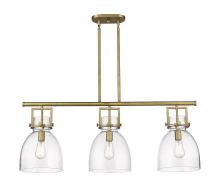 Innovations Lighting 411-3I-BB-G412-10SDY - Newton Bell - 3 Light - 42 inch - Brushed Brass - Island Light