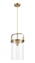 Innovations Lighting 413-1PM-BB-G413-1S-8CL - Pilaster - 1 Light - 8 inch Glass - Brushed Brass - Pendant