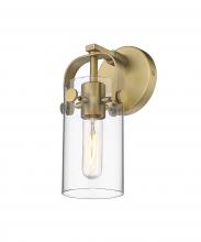 Innovations Lighting 423-1W-BB-G423-7CL - Pilaster II Cylinder - 1 Light - 7 inch Long Glass - Brushed Brass - Sconce