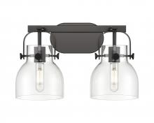 Innovations Lighting 423-2W-BK-G412-6CL - Pilaster II Bell - 2 Light - 17 inch - Matte Black - Bath Vanity Light