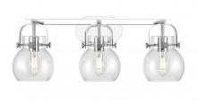 Innovations Lighting 423-3W-PC-G410-6CL - Pilaster II Sphere - 3 Light - 27 inch - Polished Chrome - Bath Vanity Light