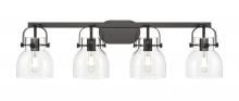 Innovations Lighting 423-4W-BK-G412-6CL - Pilaster II Bell - 4 Light - 37 inch - Matte Black - Bath Vanity Light