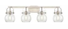 Innovations Lighting 423-4W-SN-G410-6CL - Pilaster II Sphere - 4 Light - 37 inch - Satin Nickel - Bath Vanity Light