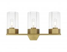 Innovations Lighting 427-3W-BB-G427-9CL - Claverack - 3 Light - 22 inch - Brushed Brass - Bath Vanity Light