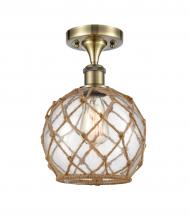 Innovations Lighting 516-1C-AB-G122-8RB - Farmhouse Rope - 1 Light - 8 inch - Antique Brass - Semi-Flush Mount