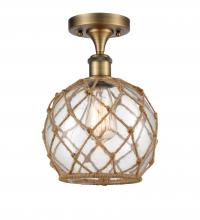 Innovations Lighting 516-1C-BB-G122-8RB - Farmhouse Rope - 1 Light - 8 inch - Brushed Brass - Semi-Flush Mount