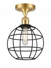 Innovations Lighting 516-1C-SG-CE-8-BK - Lake Placid - 1 Light - 8 inch - Satin Gold - Semi-Flush Mount