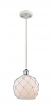 Innovations Lighting 516-1P-WPC-G121-8RW - Farmhouse Rope - 1 Light - 8 inch - White Polished Chrome - Cord hung - Mini Pendant