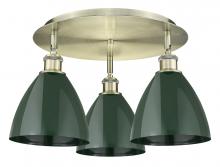 Innovations Lighting 516-3C-AB-MBD-75-GR - Plymouth - 3 Light - 19 inch - Antique Brass - Flush Mount