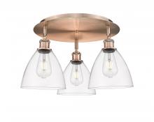 Innovations Lighting 516-3C-AC-GBD-752 - Bristol - 3 Light - 19 inch - Antique Copper - Flush Mount