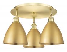  516-3C-SG-MBD-75-SG - Bristol - 3 Light - 19 inch - Satin Gold - Flush Mount