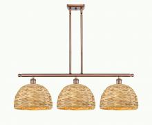 Innovations Lighting 516-3I-AC-RBD-12-NAT - Woven Rattan - 3 Light - 39 inch - Antique Copper - Multi Pendant