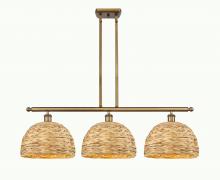 Innovations Lighting 516-3I-BB-RBD-12-NAT - Woven Rattan - 3 Light - 39 inch - Brushed Brass - Multi Pendant