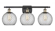 Innovations Lighting 516-3W-BAB-G122-8CBK - Farmhouse Chicken Wire - 3 Light - 28 inch - Black Antique Brass - Bath Vanity Light