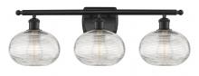 Innovations Lighting 516-3W-BK-G555-8CL - Ithaca - 3 Light - 28 inch - Matte Black - Bath Vanity Light