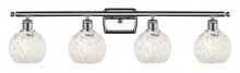 Innovations Lighting 516-4W-PC-G1216-6WM - White Mouchette - 4 Light - 36 inch - Polished Chrome - Bath Vanity Light