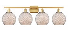 Innovations Lighting 516-4W-SG-G121-8CBK - Farmhouse Chicken Wire - 4 Light - 38 inch - Satin Gold - Bath Vanity Light