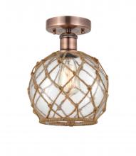 Innovations Lighting 616-1F-AC-G122-8RB - Farmhouse Rope - 1 Light - 8 inch - Antique Copper - Semi-Flush Mount