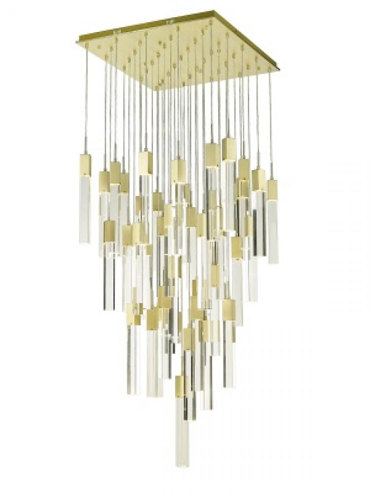 The Original Glacier Avenue Collection Brushed Brass 41 Light Pendant Fixture with Clear Crystal