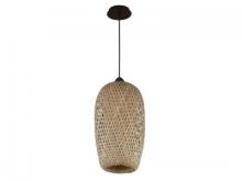 Avenue Lighting HF1002-BW - Tulum 13"  Bamboo Wicker Pendant with Black Accents
