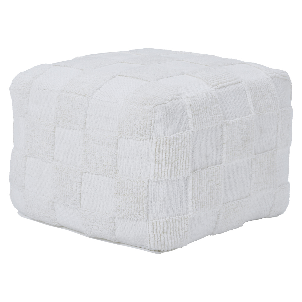 Payne Indoor 100% Cotton Pouf, Ivory