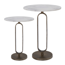 Renwil TA473 - Irene Indoor Cast Aluminum Side Table, Antique Brass