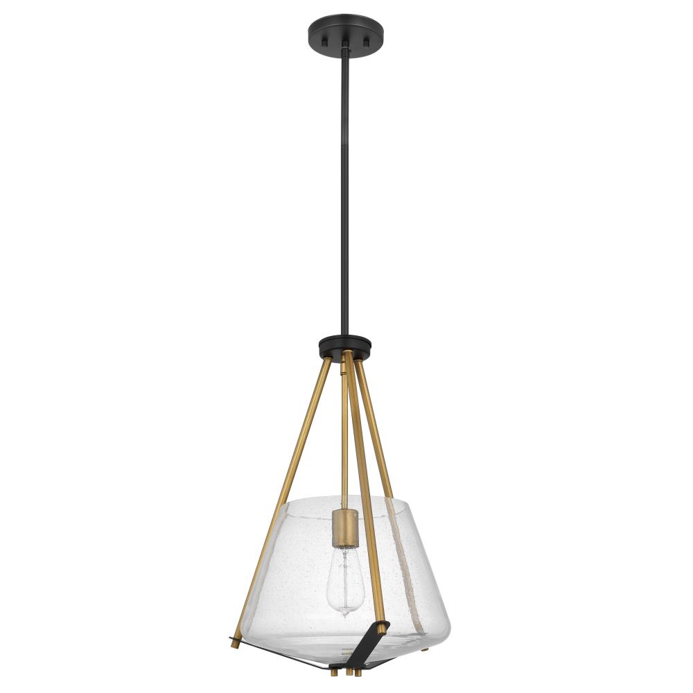 Starlight; 1 Light Foyer Pendant; Medium Base; 60 Watt; Matte Black Finish: Clear Seeded Glass