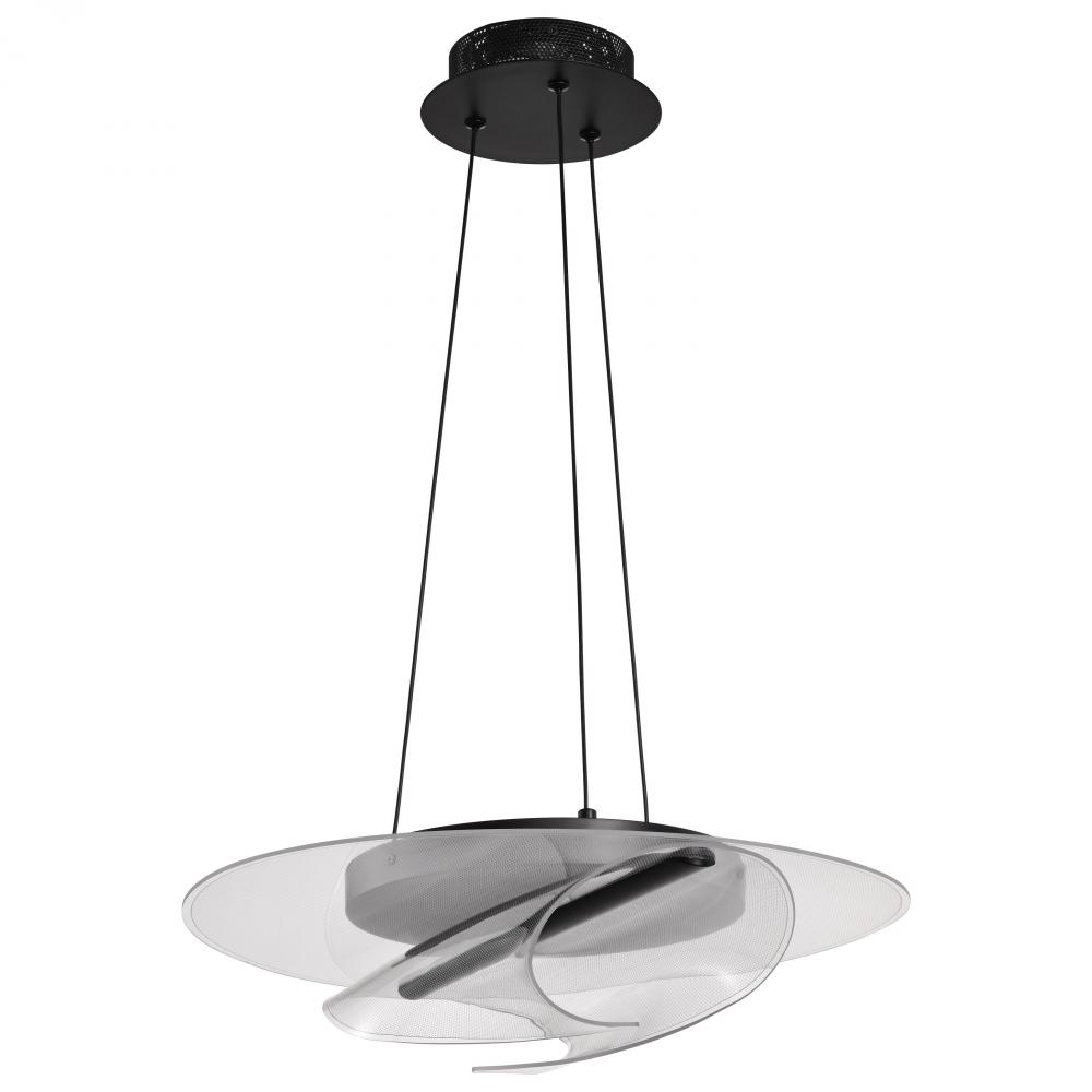 Geneva; 18 Inch LED Pendant; Matte Black; Silk Screened Acrylic Lens