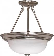 Nuvo 60/202 - 3 Light; 15 in.; Semi-Flush; Alabaster Glass; Brushed Nickel Finish