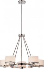 Nuvo 60/5475 - Celine - 5 Light Chandelier with Satin White Glass - Polished Nickel Finish