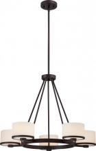 Nuvo 60/5575 - Celine - 5 Light Chandelier with Satin White Glass - Venetian Bronze Finish