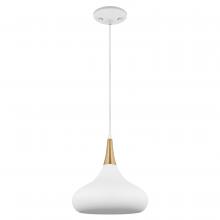 Nuvo 60/7512 - Phoenix; 1 Light; Small Pendant; Matte White with Burnished Brass