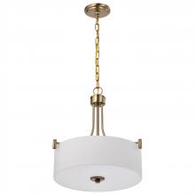 Nuvo 60/8204 - Liam; 3 Light Pendant; Burnished Brass; White Opal Glass