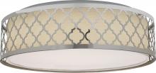 Nuvo 62/989R1 - LED Decor - 15" Filigree Flush with White Fabric Shade - Polished Nickel Finish